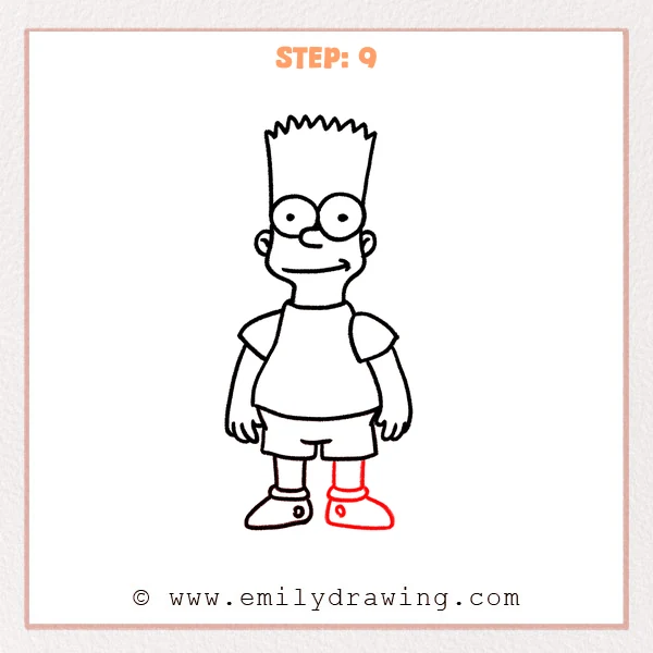 how to draw a bart simpson - Step 9